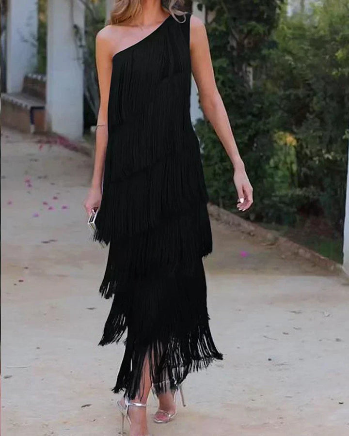Dalia - Elegante jurk met franjes